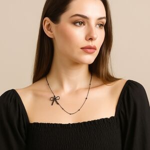 Elegant Black Bow Necklace